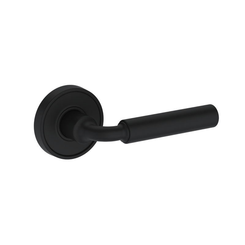 La Conner Half Dummy Lever with Recessed Round Rose in Lifetime (PVD) Polished Nickel, Matte Black