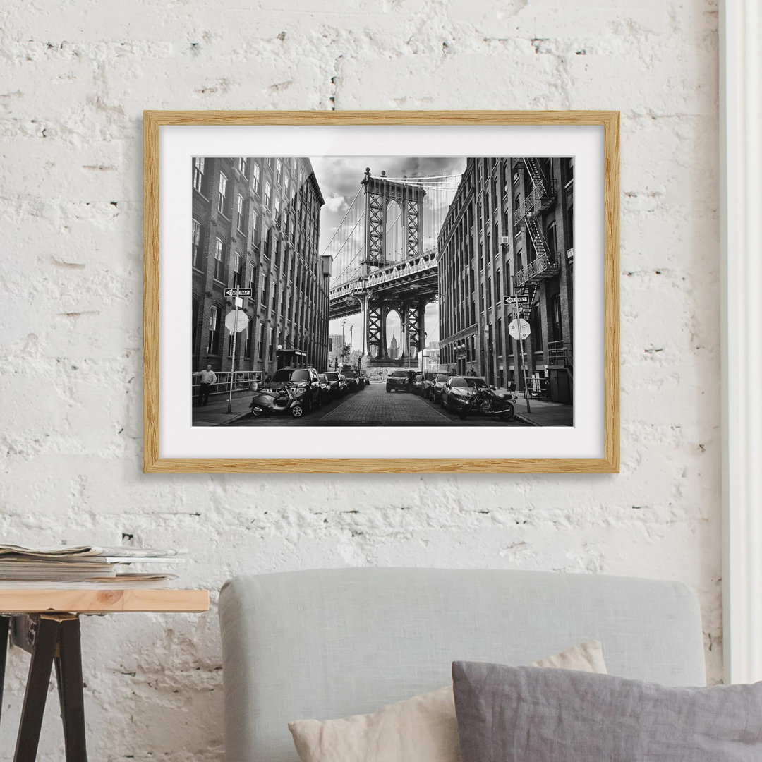 Gerahmtes Papierbild Manhattan Bridge in Amerika