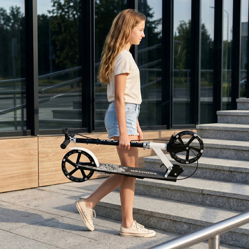 Trottinette pliable, Blanc ; noir