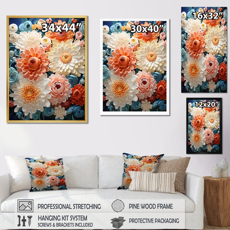 «Red and White Coral Underwater Bouquet» sur impression sur toile, Cadre photo noir simple, H 40 po x l 30 po x P 1,5 po