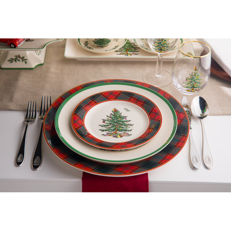 Spode Christmas Tree Tartan Salad Plate 7.75"