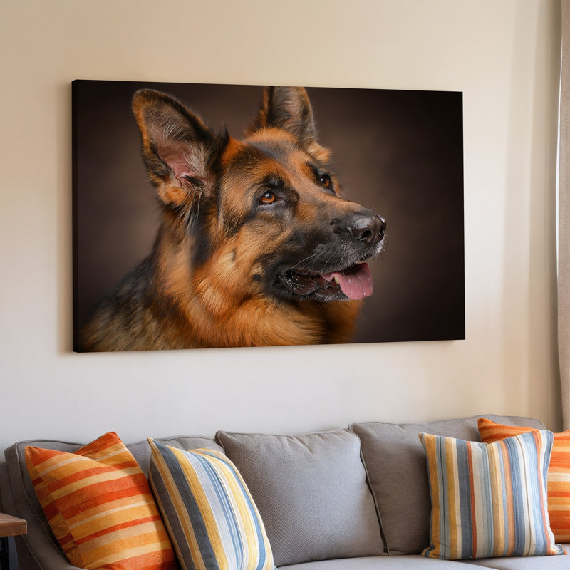 Reproduction d'art sur toile, portrait d'un berger allemand de près, 20 x 30 in