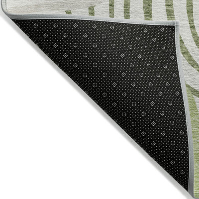 HomeRoots 3' X 5' Artichoke Green And Fern Green Abstract Washable Indoor Outdoor Area Rug