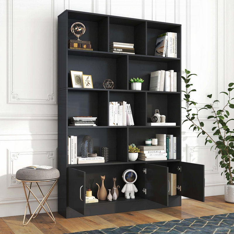 Bibliothèque de 70,87 po de hauteur avec 10 cubes et 3 portes