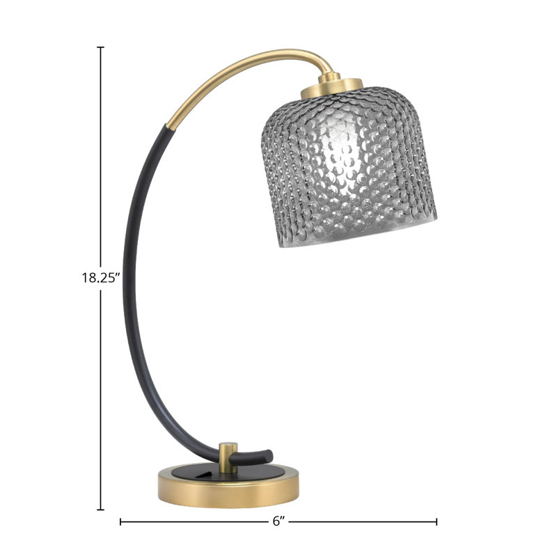 Lampe de bureau en acier inoxydable Wahaj, Noir mat / laiton