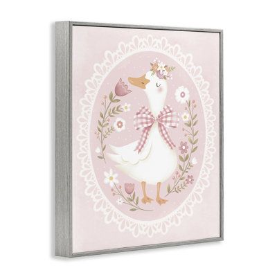 Pink Floral Spring Goose Framed Giclee, design by Penny Aguilera