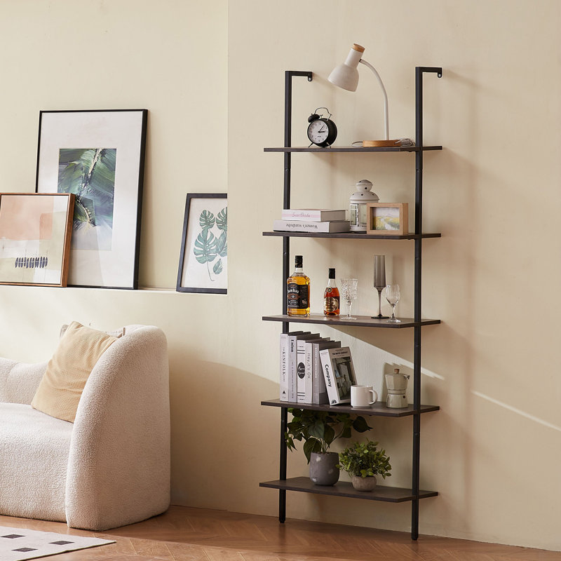 5 Piece Square Floating Shelf, Black/Vintage, 182.5cm H x 64cm W x 30cm D