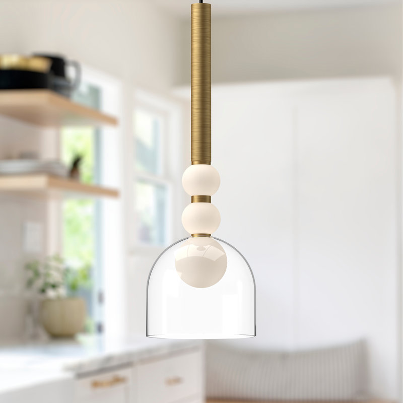 Luminaire suspendu en forme de dôme à DEL 1 lumière 17 po Rise, Or brossé