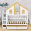 Lit superposé Woode avec toit de maison, escalier de rangement et tiroirs-1362417298