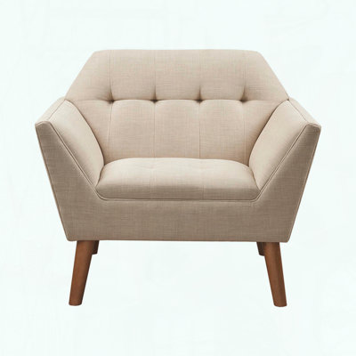 Méridienne Mid-Century moderne - capitonnée - pieds pacane