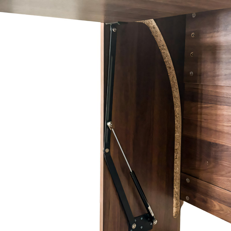 Table pliante avec fonction de rangement, table d'ordinateur pliable peu encombrante, convient aux petits espaces, convient au bureau à domicile, à la chambre à coucher, au dortoir, au bureau d'appartement, couleur noyer