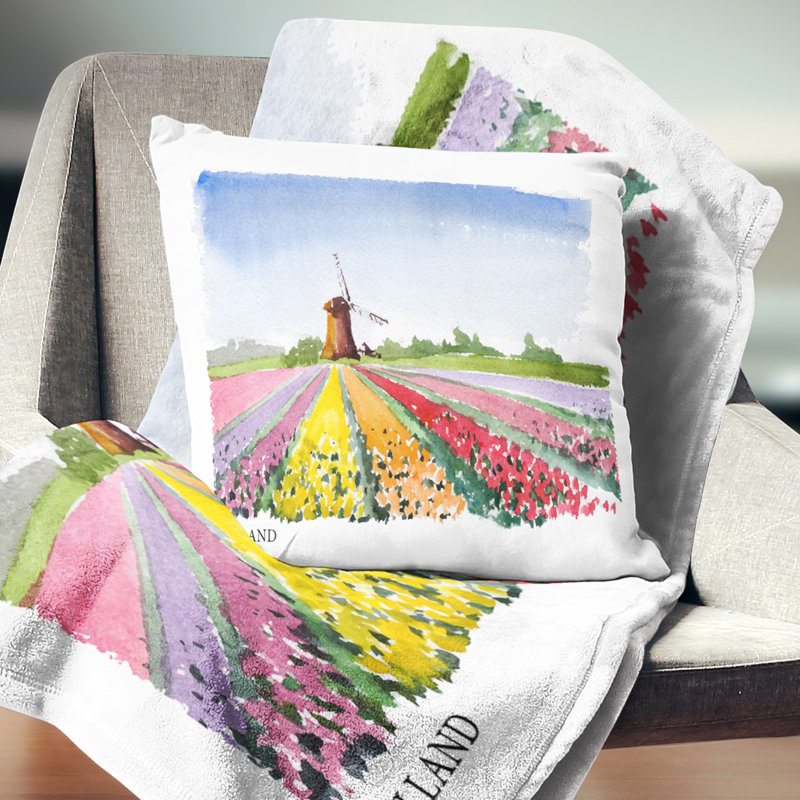 Coussin Cityscape Holland, 18 po x 18 po, Carré