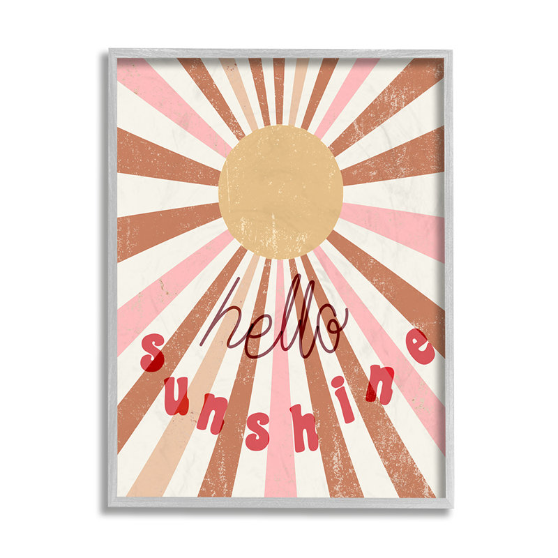 «Hello Sunshine Expression Light Bursts Pink Red» par Daphne Polselli - impression d'art graphique