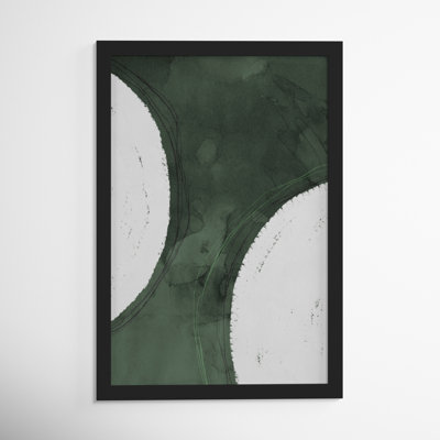 "Green Moon" by Oliver Gal Abstract Floater Framed Canvas Painting Print 