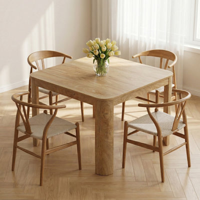 47.2" Square Dining Table with Rounded Corners, Kitchen Table for 4 Persons, Dining Room Table Ideal for Kitchen & Dining Spaces