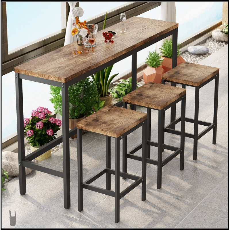 Ensemble de table de salle à manger à hauteur de comptoir Farmhouse avec 3 tabourets, durable et élégant pour les grandes réunions de famille