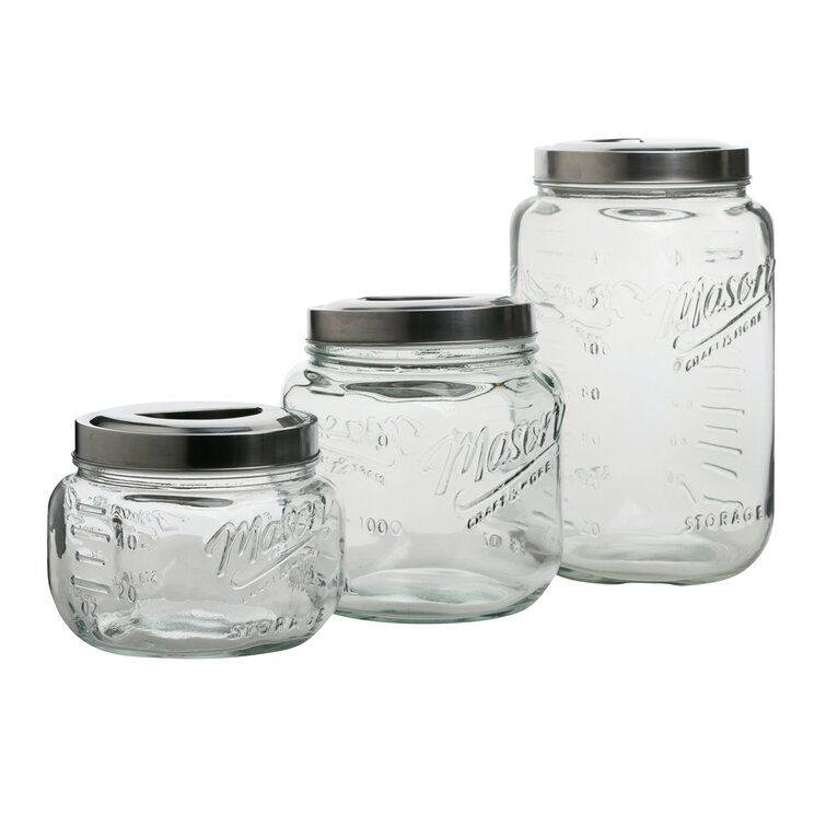 Mason Craft & More Airtight Kitchen Food Storage Clear Glass Pop Up Lid  Canister, Large 3.6 Liter Pop Up Canister