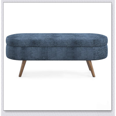 Banc de rangement repose-pieds ovale avec pieds en bois d'hévéa, parfait pour la décoration intérieure et une utilisation multifonctionnelle