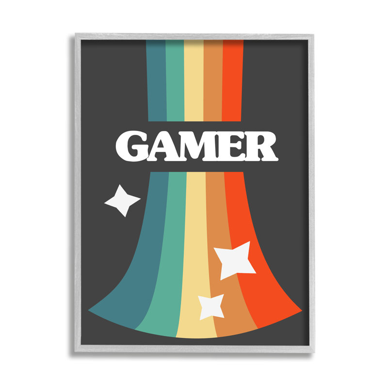 Vidéo de jeu vidéo rétro arc-en-ciel, H 30 po x l 24 po, Estampe numérique Farmhouse