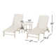 Nautical 3-Piece Chaise Lounge with Wheels Set with South Beach 18" Side Table