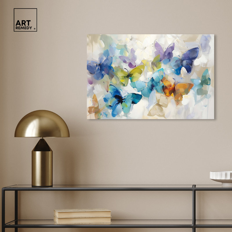 Papillons en vol, Toile tendue, H 16 po x l 24 po