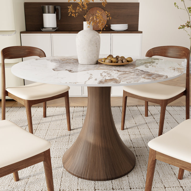 Ensemble de table de salle à manger Stone Stone avec chaises en bois massif de qualité supérieure pour 2/4/6
