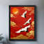 «Black Cranes Vintage Cranes» déploient leurs ailes et volent - longévité et bon augure, reproduction d'art encadrée de style rétro-1960001537