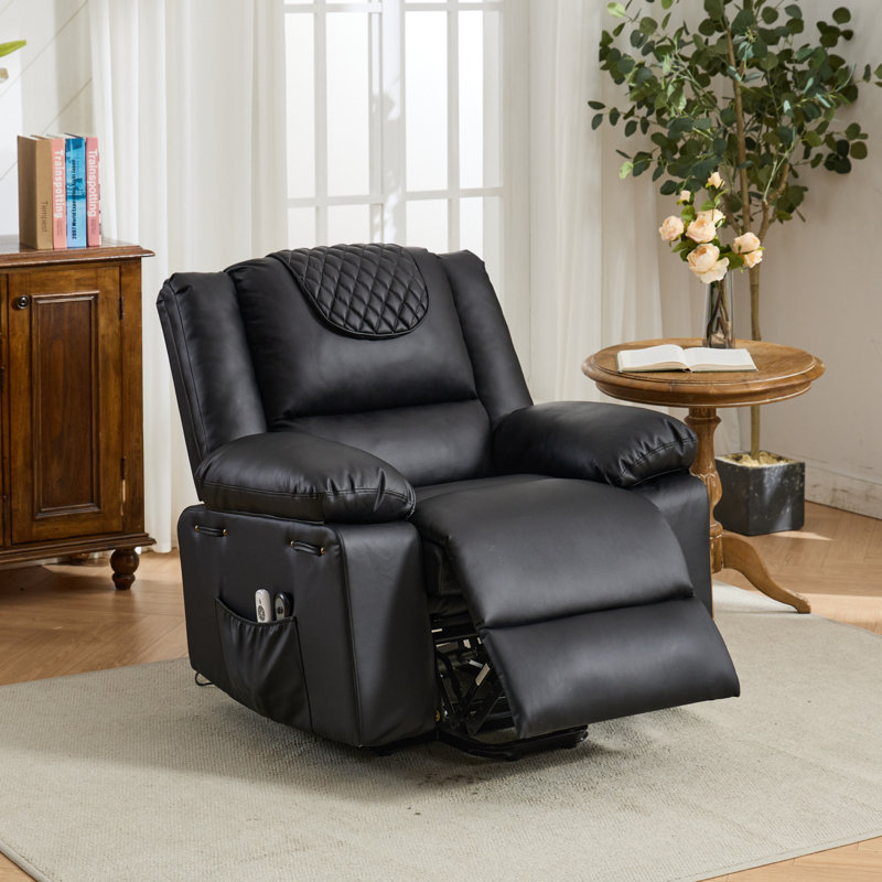 Remote-Controlled Heating and Massage Assistive Recliner, Black