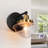 Eugie 1-Light Black & Gold Dimmable Wall Sconce with Seeded Glass for Damp Indoor