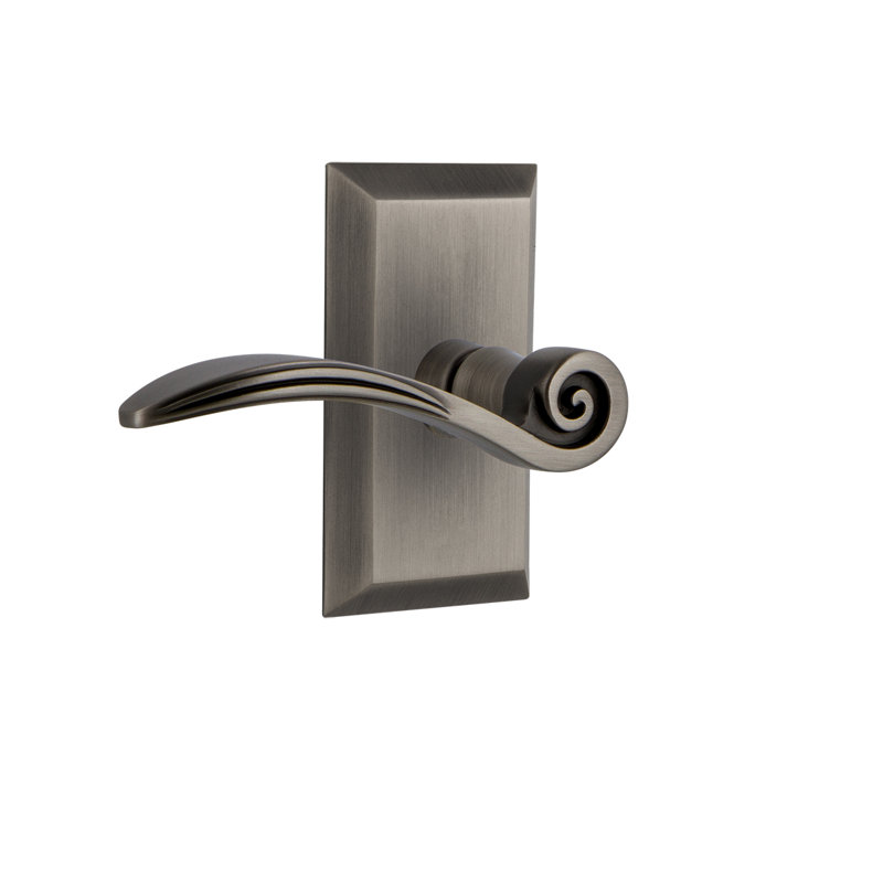 Studio Plate Privacy (Bed & Bath) with Swan Lever, Antique Pewter, Left, 2.375"