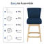 Tabouret de bar pivotant à 360 °, base en métal et en bois massif, mousse certifiée Certipur-US, tabourets en tissu de lin pour la maison / le bureau / la famille d'accueil / le café-1399671583-1399671581