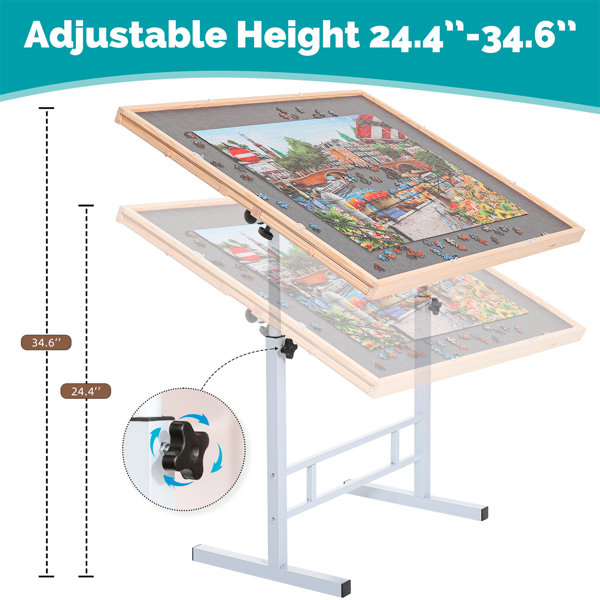 BittPicc Puzzle Table with Legs for 1500 Pieces Adjustable Height Jigsaw  Puzzle Table with Drawers Portable Puzzle Tables for Adults and Seniors