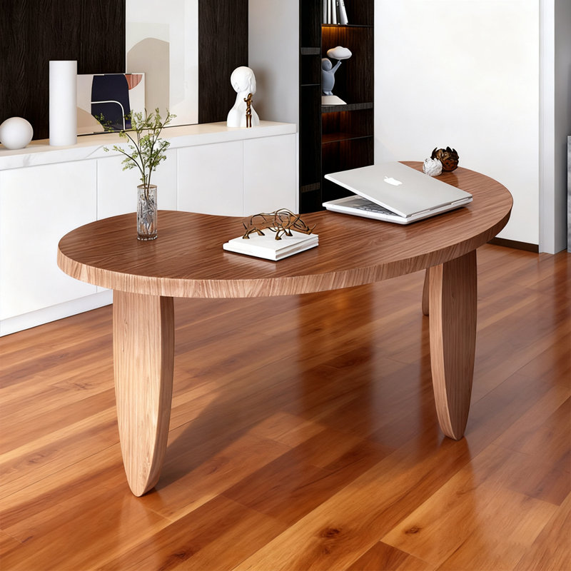 Nut-brown Free Form Solid Wood desk, Nut-brown, 29.53" H x 62.99" W x 31.5" D