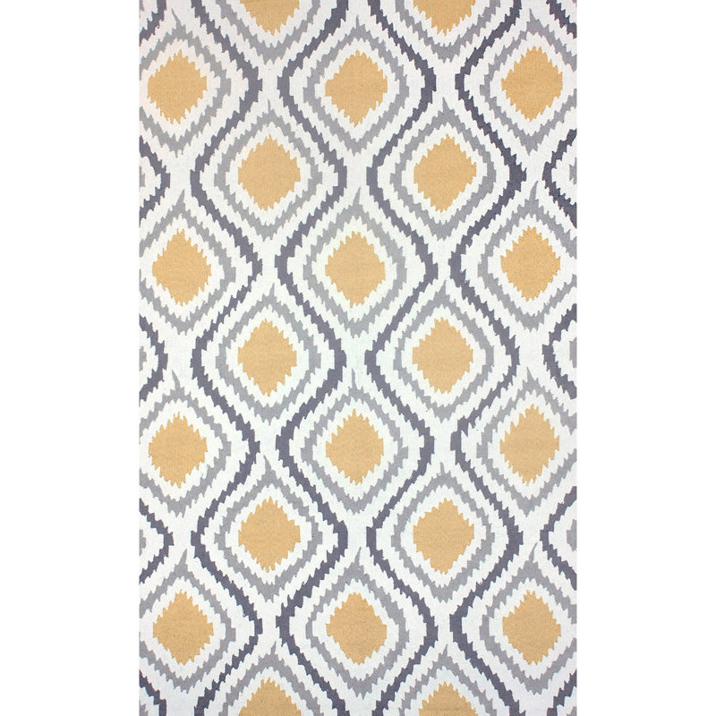 Tapis jaune crocheté à la main Straley, Rectangle 8 pi 6 po x 11 pi 6 po