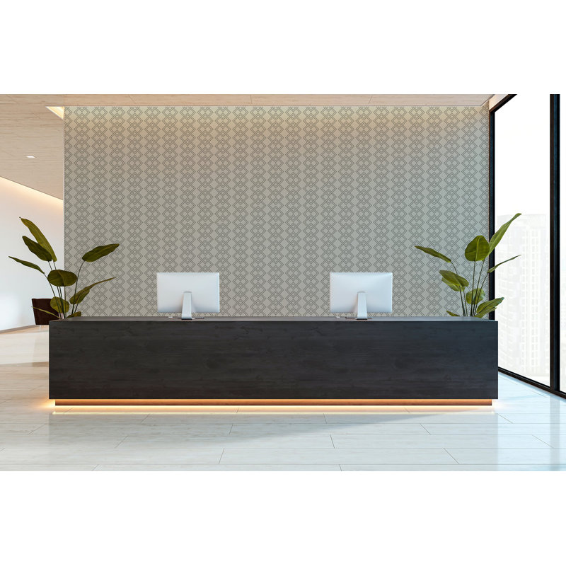Mod Block - Wallpaper, Gray, Faux Grasscloth, Non-Pasted
