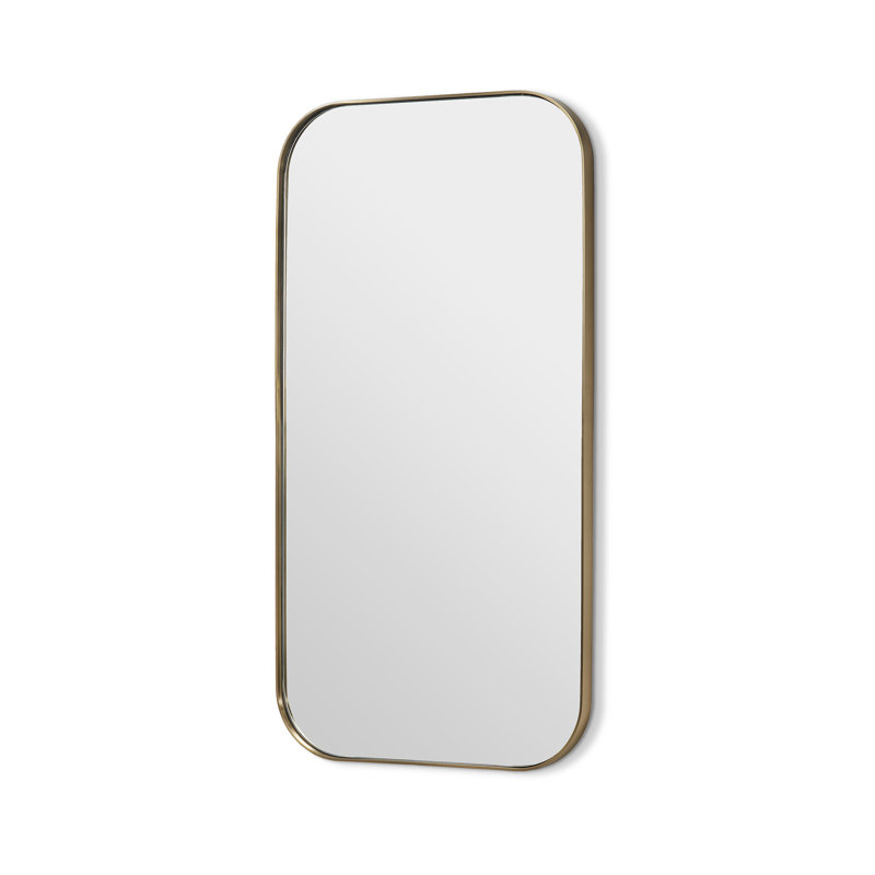Miroir décoratif biseauté Aalina, 54 po x 28 po, Laiton brossé