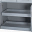 Îlot de cuisine 59,3 po avec 2 armoires coulissantes et rallonge en bois d'hévéa, îlot de cuisine roulant avec rangement pour poubelle, prise de courant, support à épices et à serviettes pour la cuisine, la salle à manger, gris-bleu