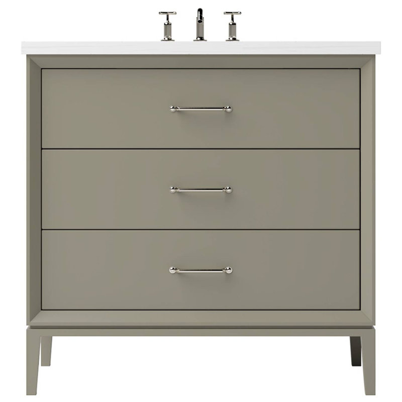 Alexandra Three-Drawer Single Bath Vanity, French Olive, 30", Satin Nickel