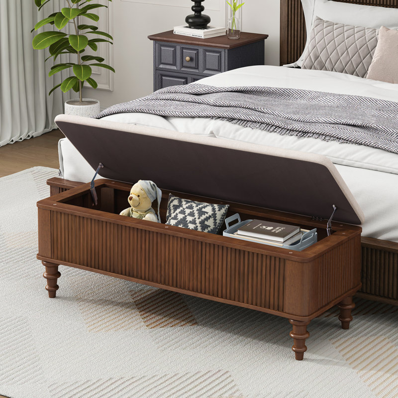 Banc de rangement pour chambre à coucher, Noyer, Walnut