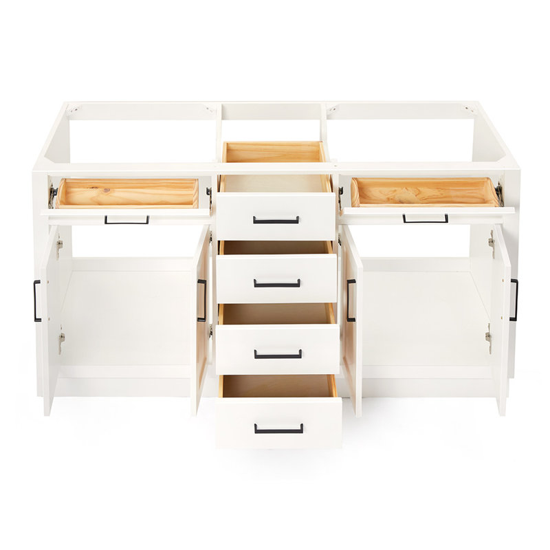 60" Double Bathroom Vanity Base Only, White