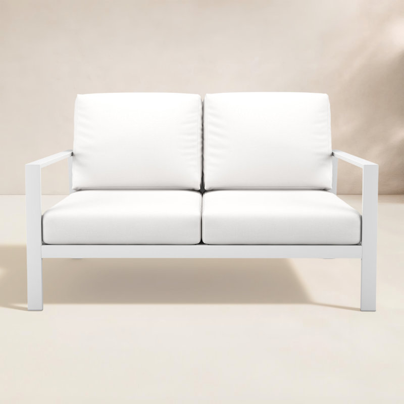 Townsend Chatwin Metal Outdoor Loveseat With Sunbrella Cushion, Canvas White