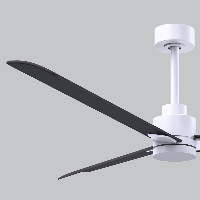 Alessandra Outdoor Downrod Ceiling Fan, Matte Black, Matte White