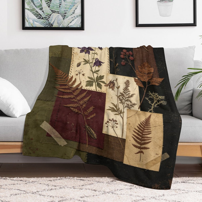 Jeté en flanelle Vintage Botanical_1, couverture douce et chaude pour le canapé-lit du salon, 50 x 60 po