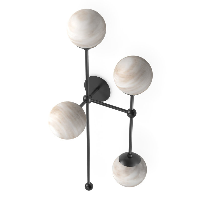 Armstrong 4 - Light Armed Sconce, Black Gunmetal, Marbled Matte