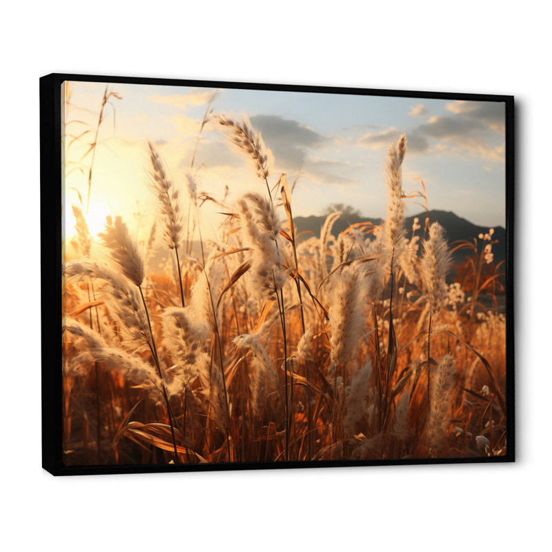 Beige Herbs Field II - Landscapes Canvas Art Print, H 24 po x l 32 po x P 1 po, Cadre flottant noir