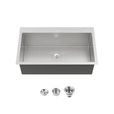 32" L Single Bowl Overmount Stainless Steel Kitchen Sink