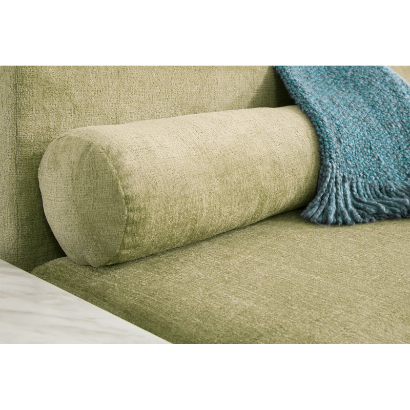 Fern Green Chenille Fabric 2-Piece Sectional Sofa with Throw Pillows