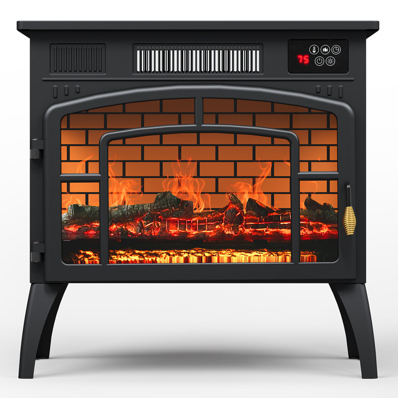 Freestanding Electric Fireplace Heater With Realistic 3D Flame