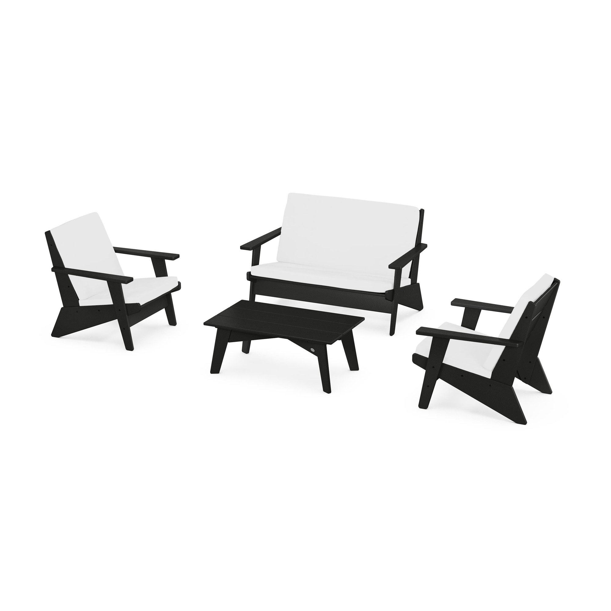 Riviera Modern Lounge 4-Piece Set, Black, Natural