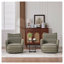 Fauteuil d'appoint pivotant vert olive Olive | Fauteuil demi-tonneau moderne en tissu rayé pour le salon et la chambre à coucher